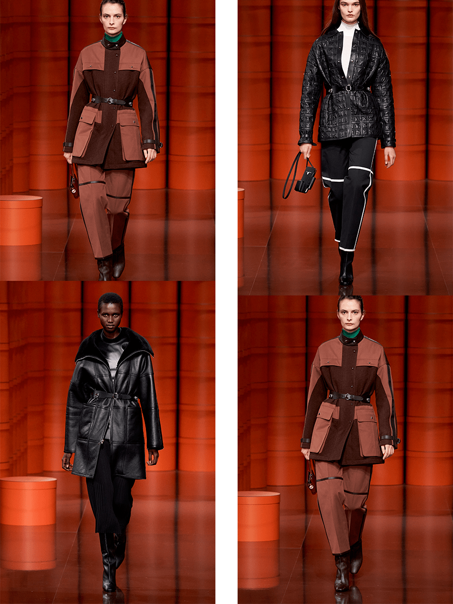 对比|Hermès 2021秋冬系列，很强的力量感，用深色调的颜色能够更好的营造