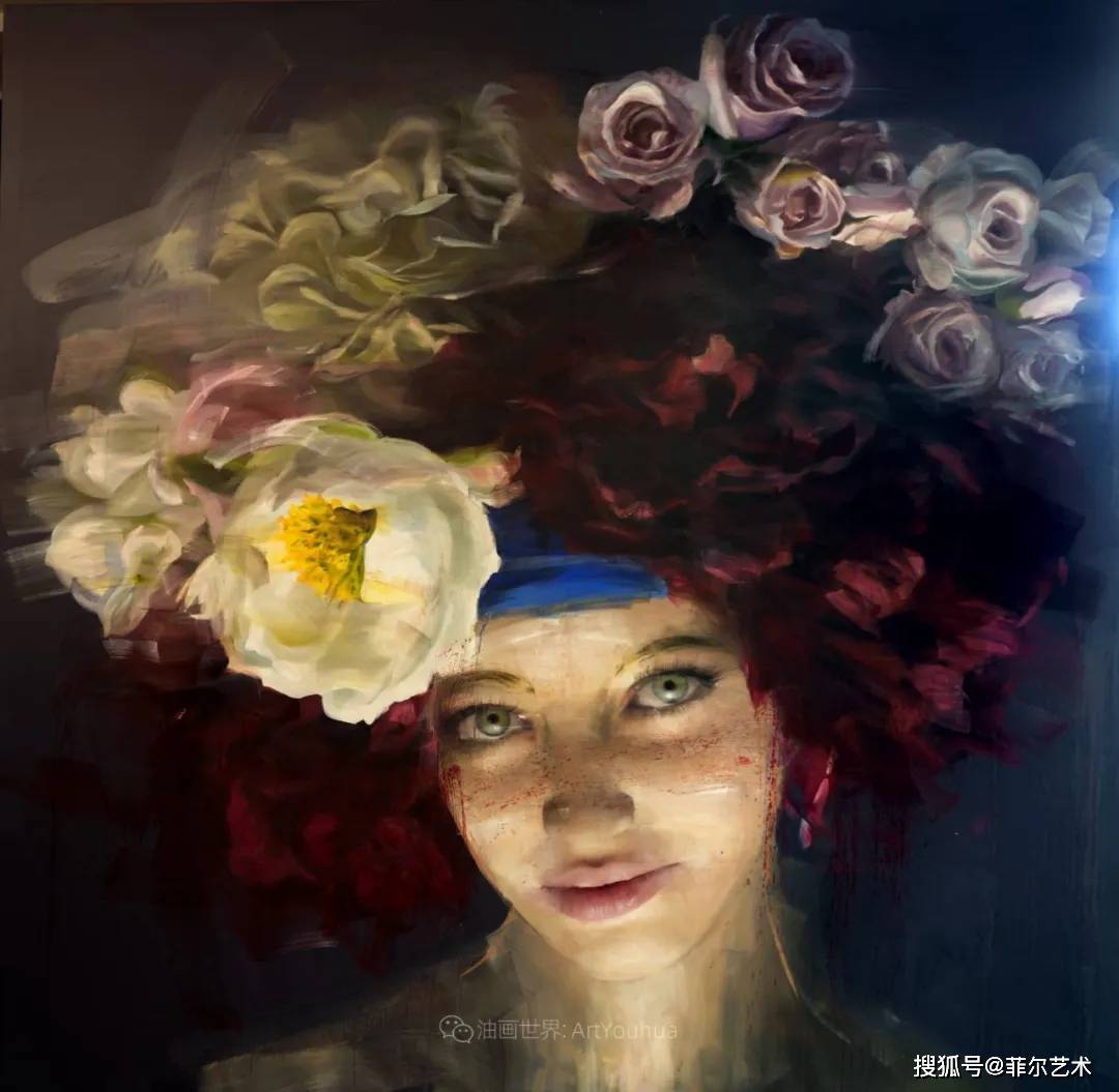 沉思的灵魂一双直击内心深处的眼睛意大利女画家罗伯塔科尼油画作品