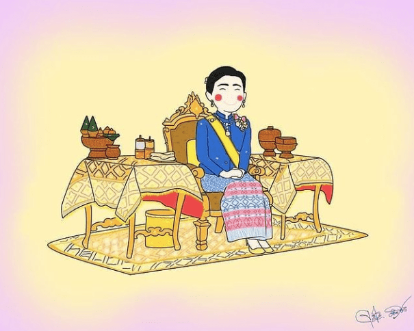 拉隆|苏提达的卡通人物真可爱！刻意画腮红掩苦瓜脸，粉色系套裙太温柔