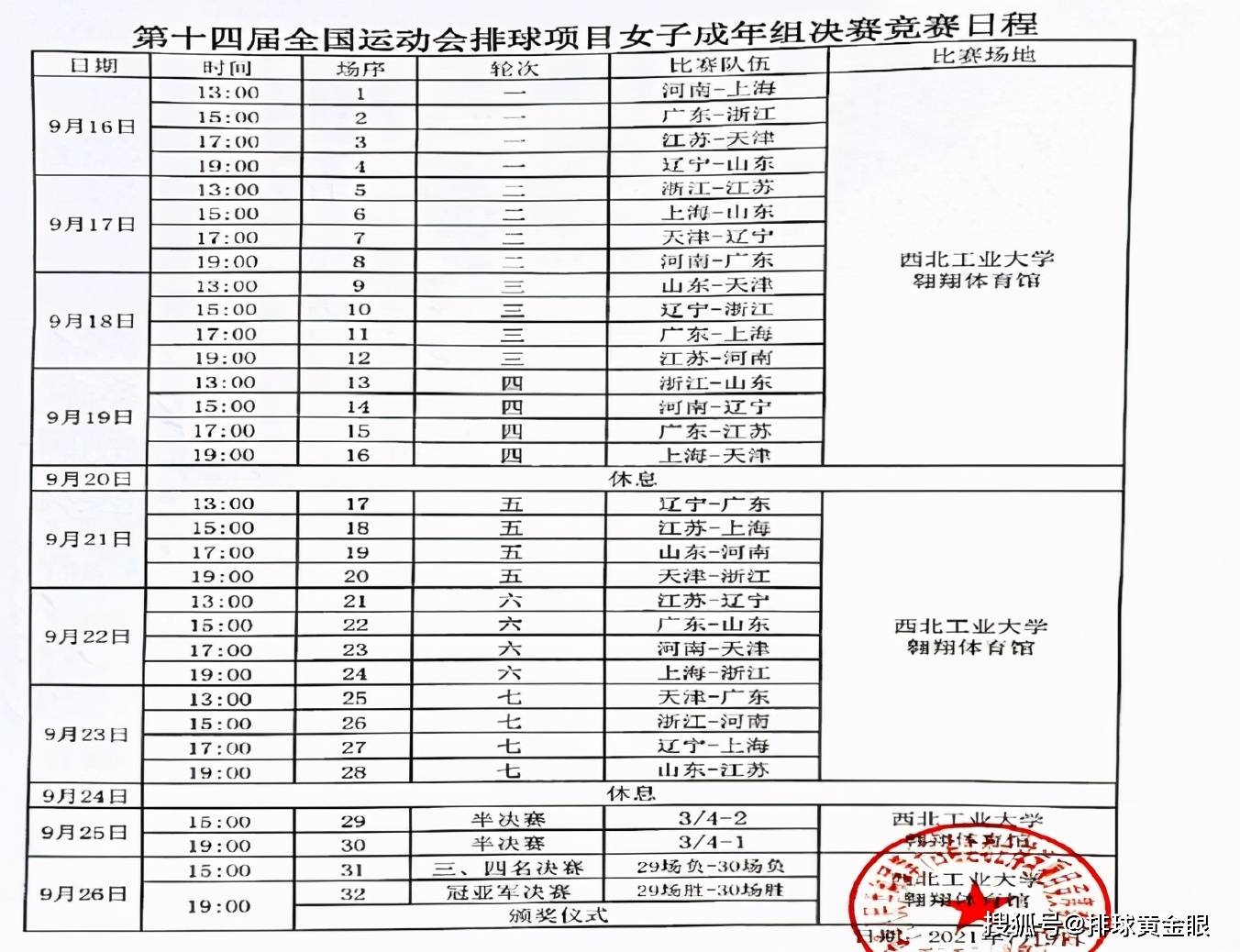 原创全运会女排赛程揭晓11天连轴转考验体能首轮就是津苏大战