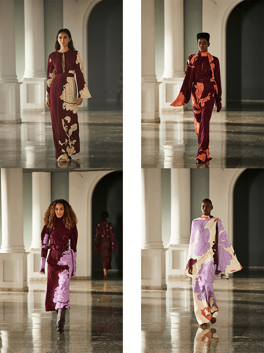 对比|Johanna Ortiz 2021秋冬系列，深色为底的浅色印花图案，让秋冬浪漫又实用美观