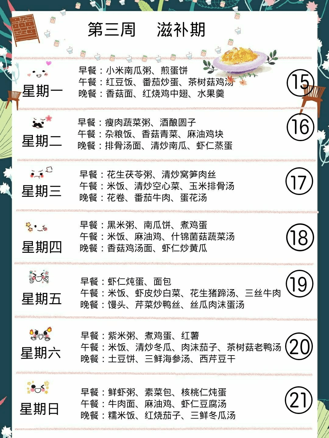 周排|56天超详细科学月子餐清单：快速瘦身、下奶