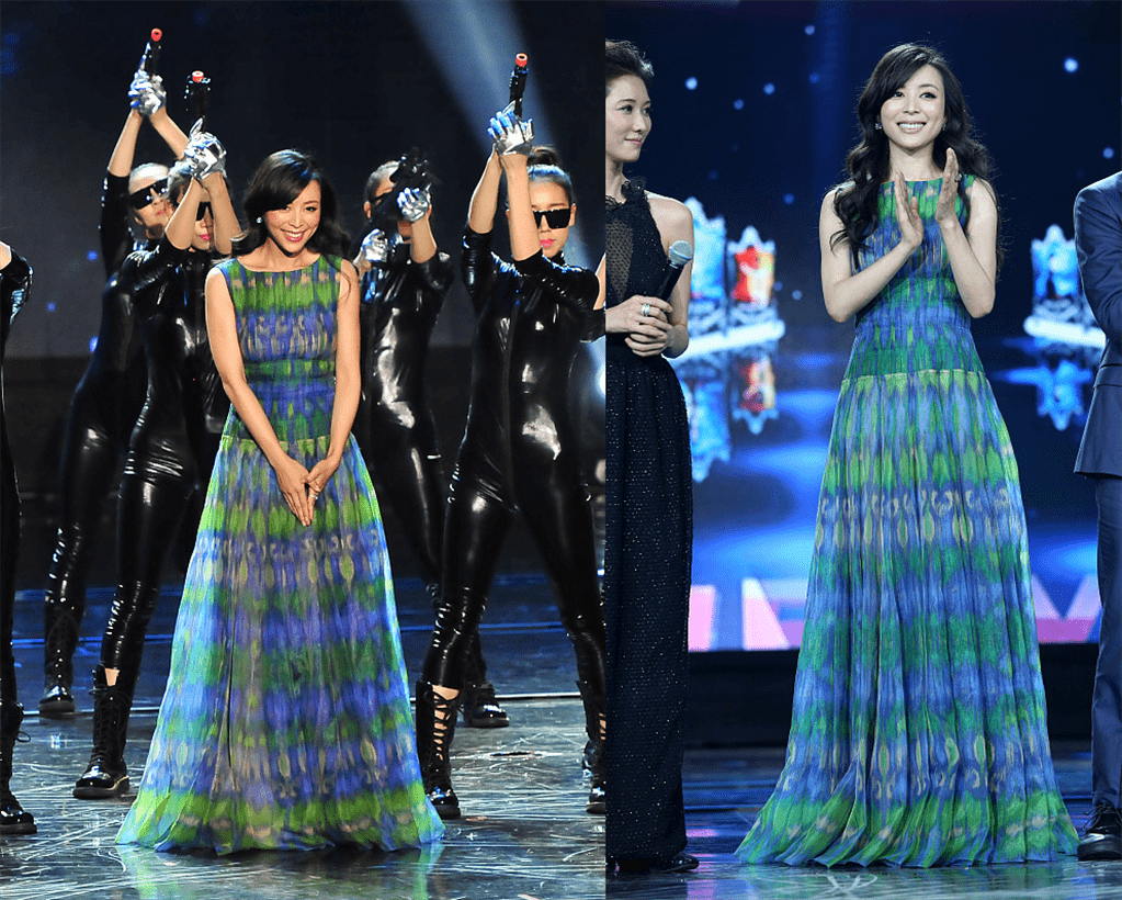 都能|张静初这裙子看着挺有年代感，花色略显土气，但她穿还挺可爱的