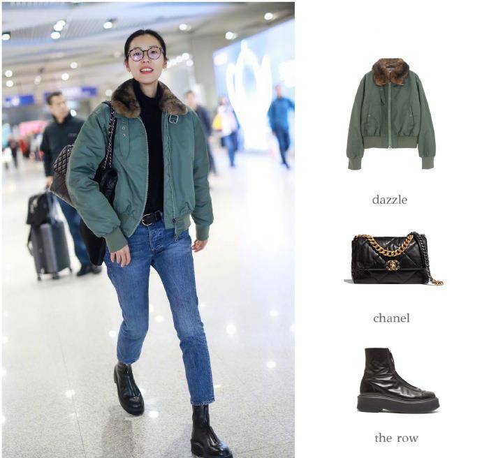 飞行服|刘雯是真怕冷，穿棉服配高领衫走机场，看到1万1短裤我真服了