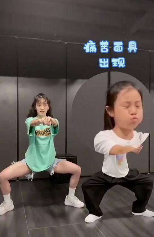 马尾|8岁甜馨真不怕吃苦！扎马步表情挣扎太像贾乃亮，梳高马尾飒气十足