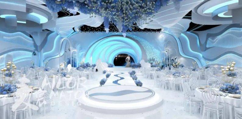 婚礼堂发布5大蓝色系婚礼堂设计大赏