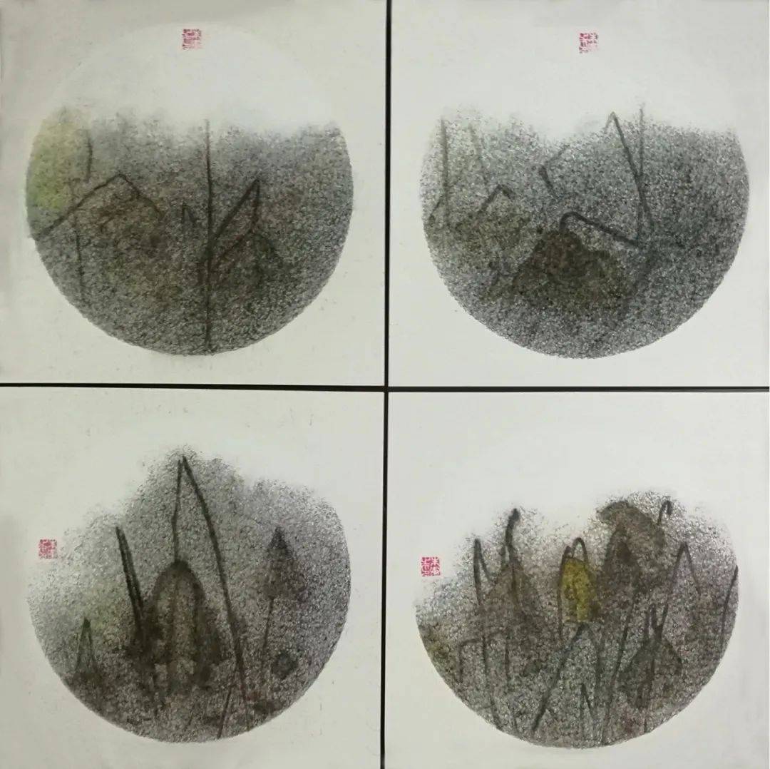 朱衛 《殘荷聽雨》 綜合材料 70x70cm 2021 熊之純