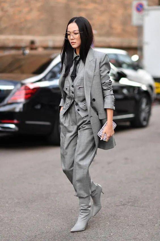 马甲|马甲西装三件套 当下最火同色系搭配