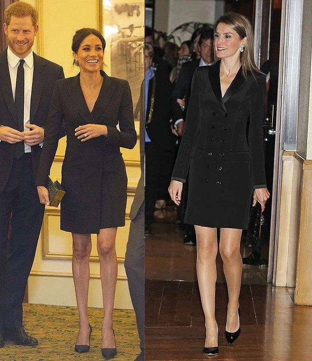 设计|梅根的黑色系穿搭：穿西装干练利落，比不上莱后有贵族气质