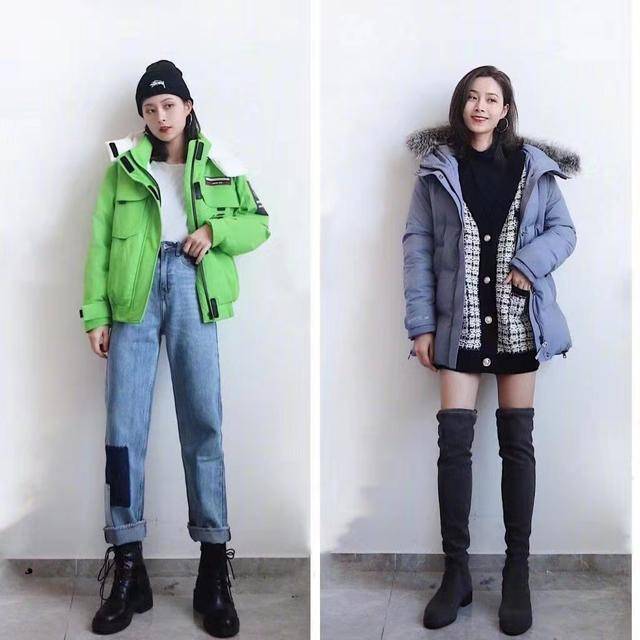 羽绒服|一双白色皮靴的搭配显高显腿长，打造出一种时尚又洋气的风格