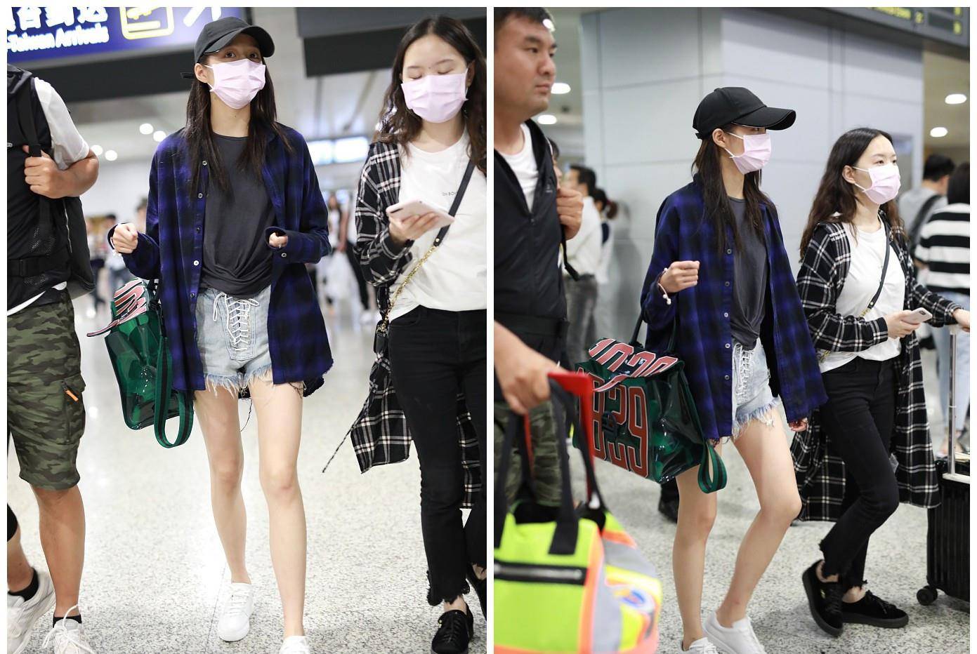 漆皮|关晓彤私服太美了，绑带短裤配小白鞋，一双长腿白嫩纤细成亮点