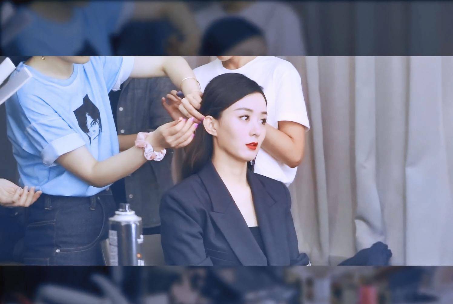 黑色|赵丽颖再现西装杀，精致干练造型气场超强，网友：女神太迷人