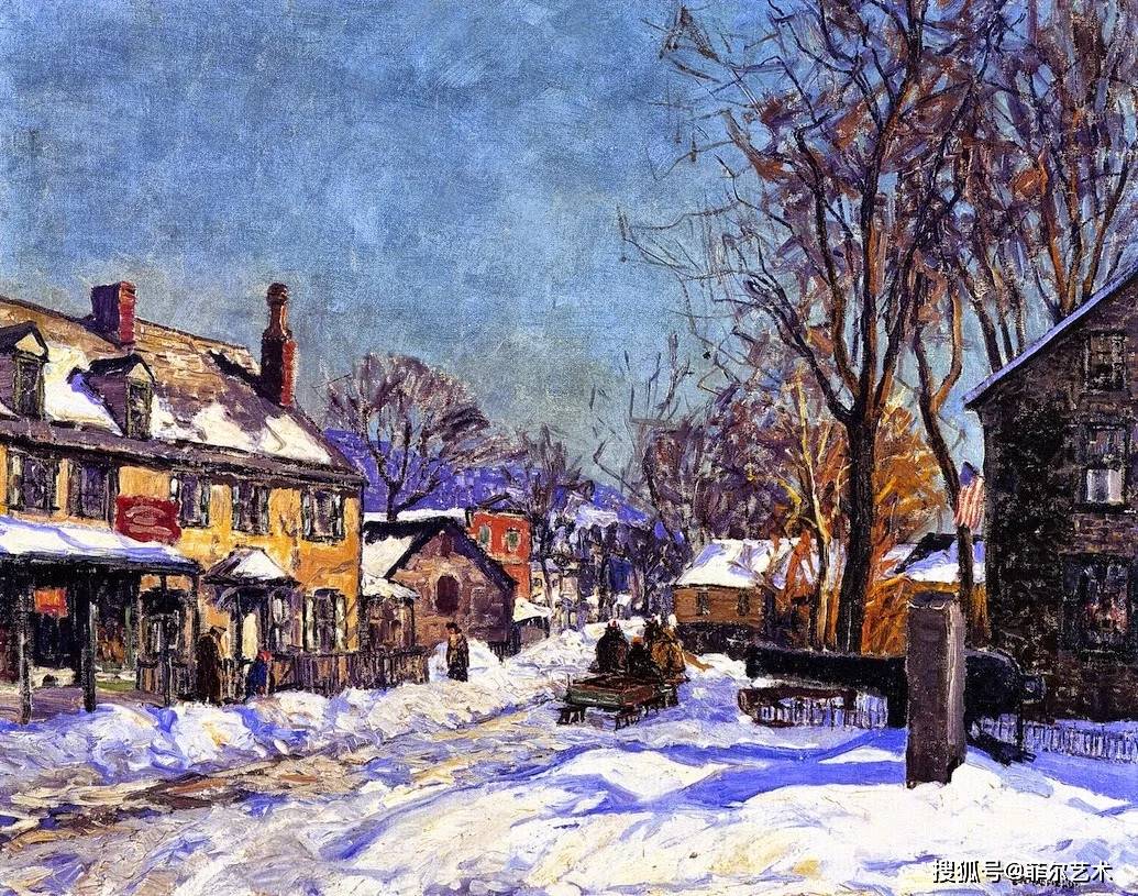 20世纪美国冬季画家的领军人物著名画家雷德菲尔德风景油画作品欣赏