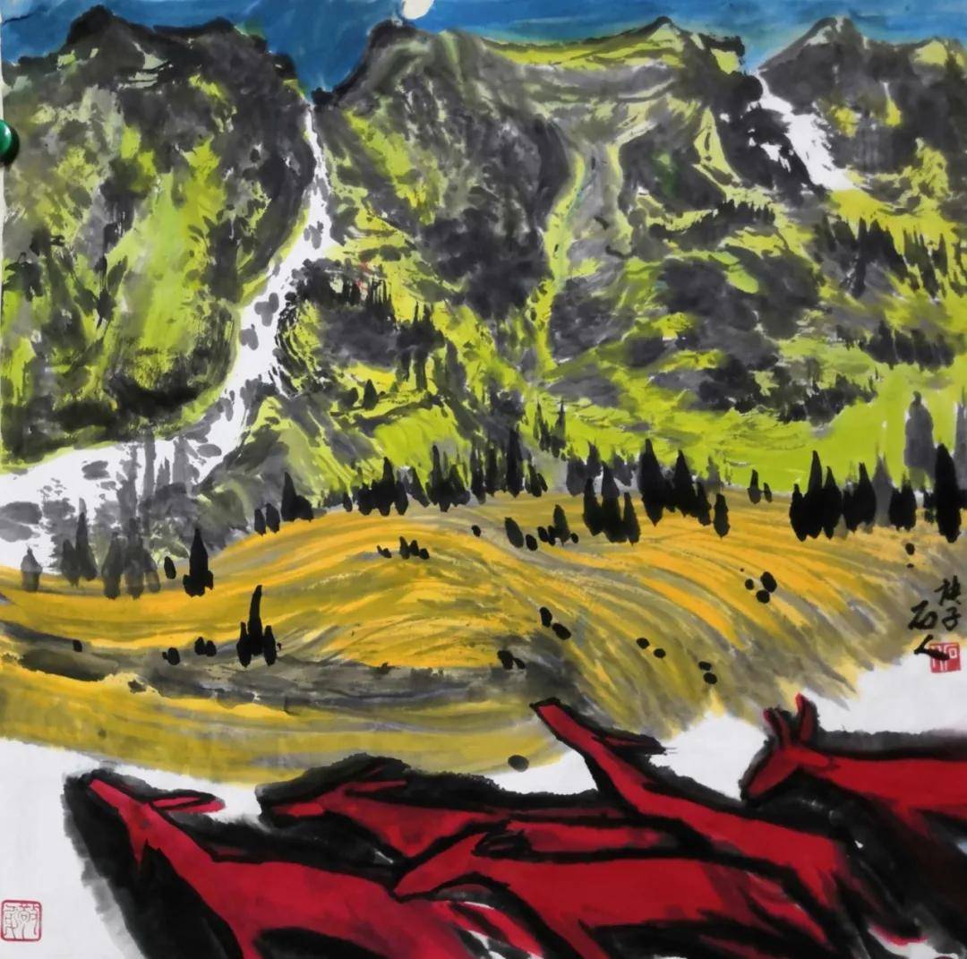 恣意妄为石人国画作品