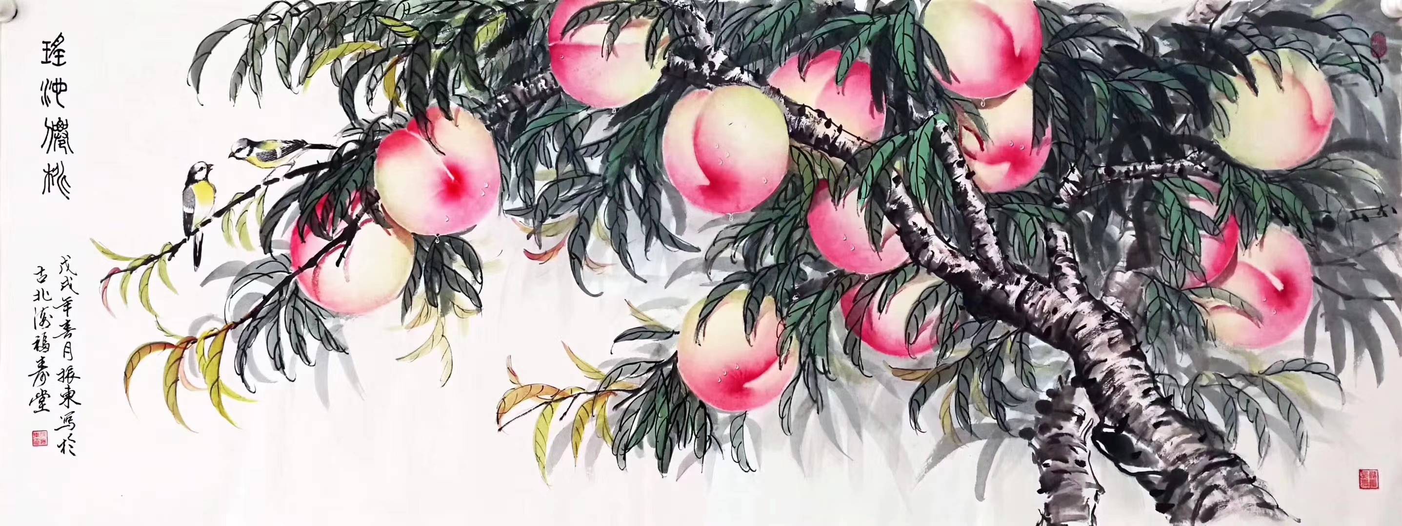 观徐振东的国画桃子 如同走进了"天宫的蟠桃园"