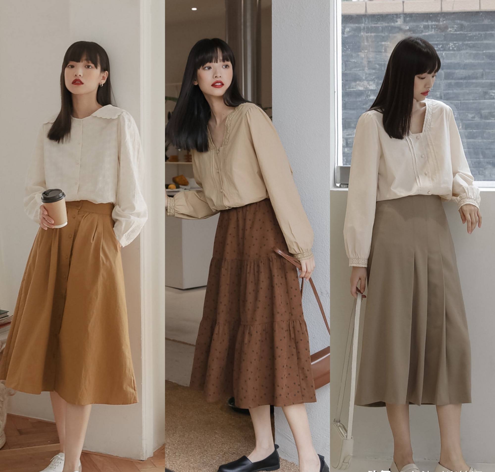 样式 秋天精选：25+的小姐姐轻熟风依然很美，针织衫+半身裙文雅又少女