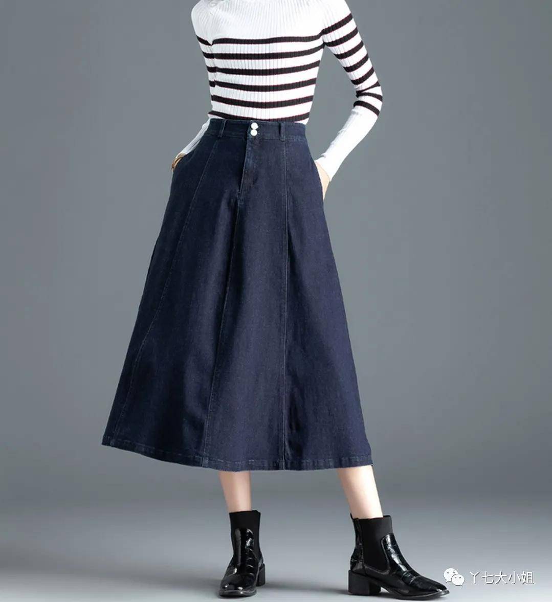 整体 十月份的裙子，这条廓形裙最好穿~