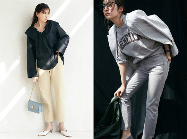 右图 秋冬，离不开经典牛仔裤，如何才能穿出看起来更时尚的效果