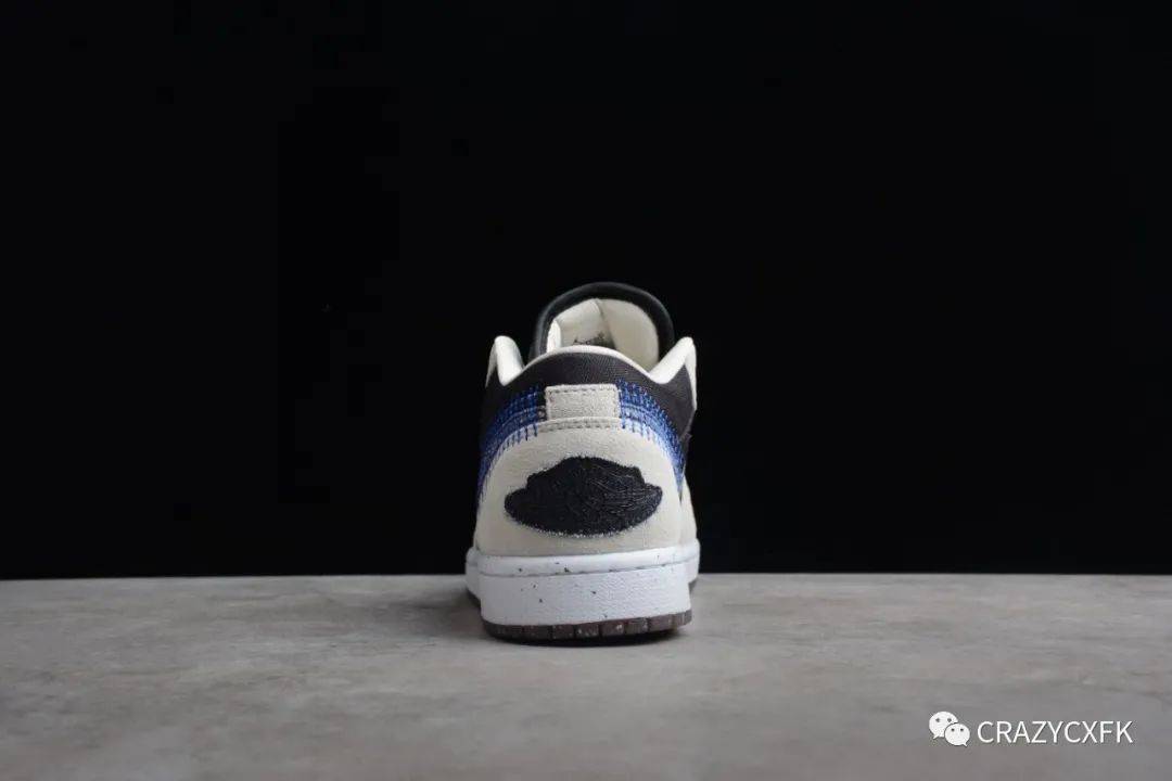 Low 乔丹 Air Jordan 1 Low Crater 灰蓝黑缝线低帮篮球鞋