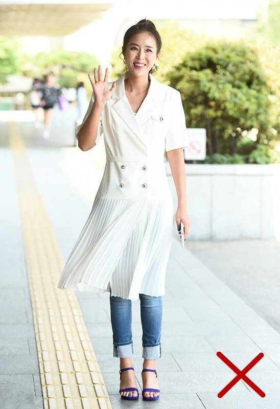 西裤 郭晶晶的时尚你懂吗?印花裙下搭西裤,不仅不丑,反倒优雅又高级