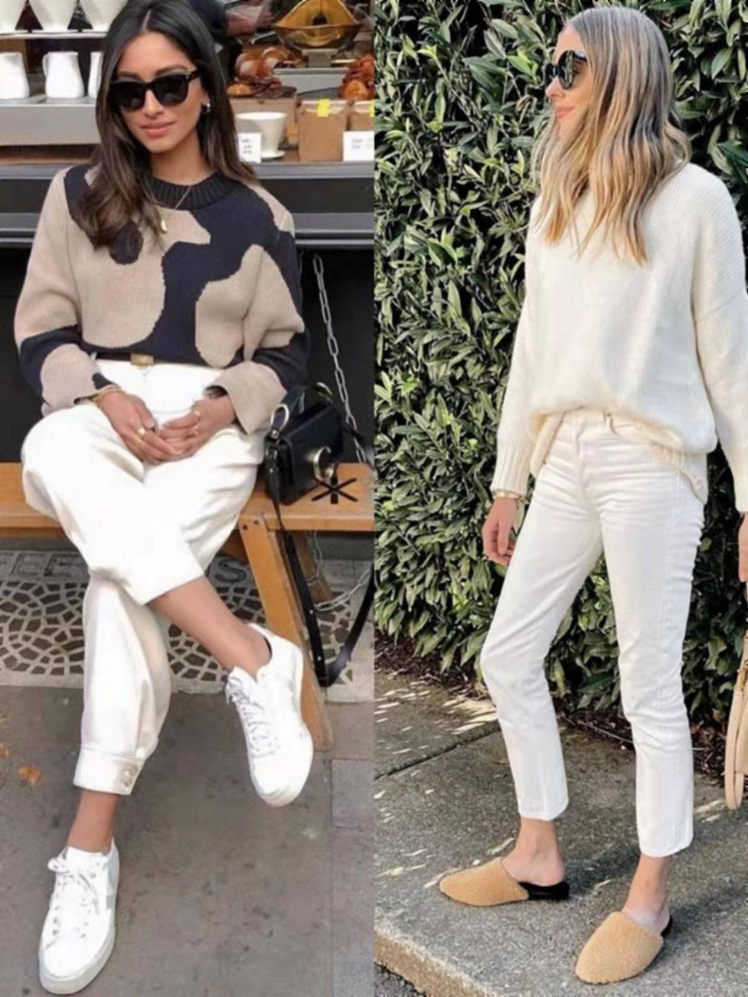 帆布鞋 时髦女人已经不穿打底裤了，“九分裤”更流行，高级不说还显腿长