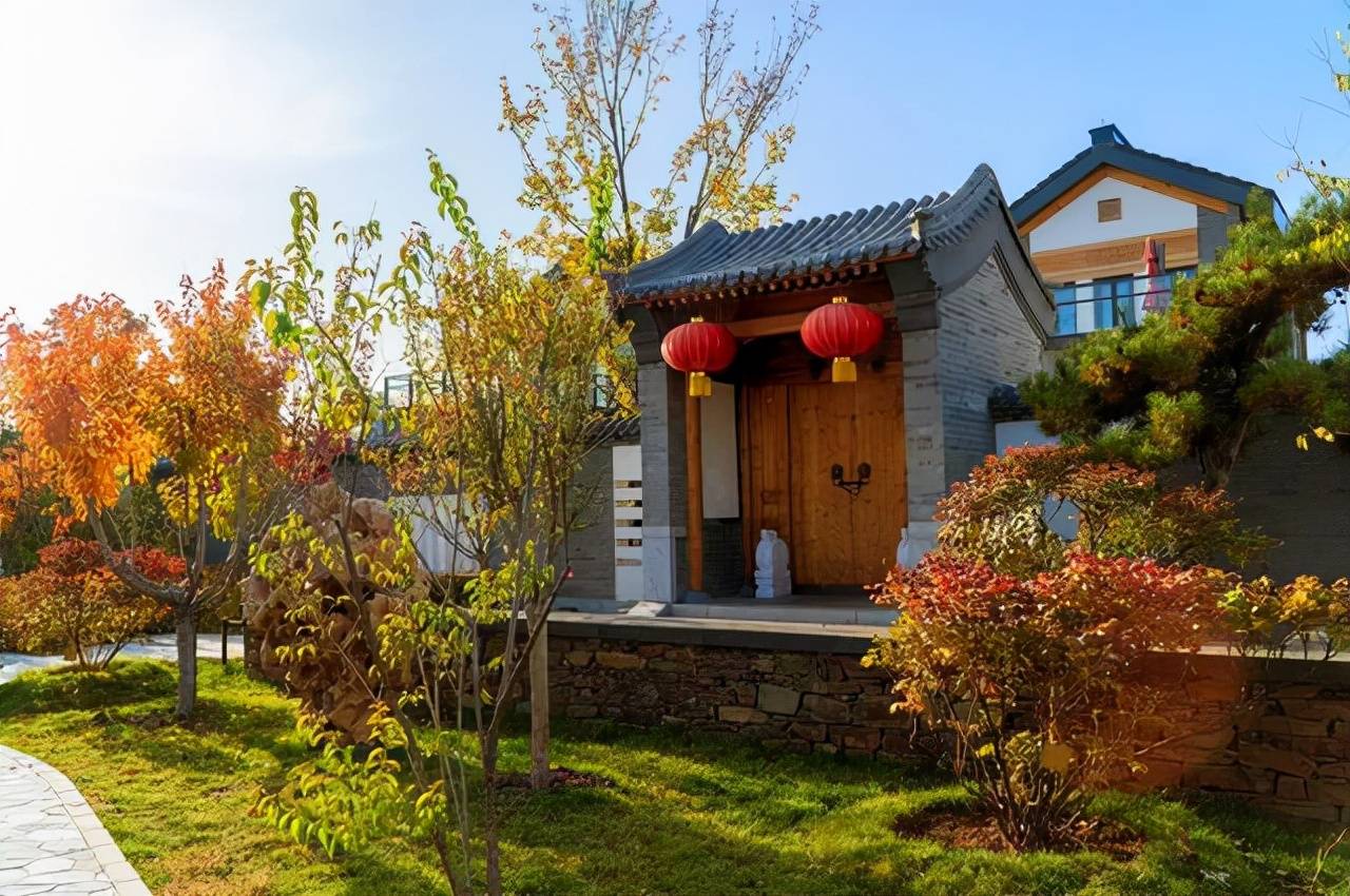 秋日的中式庭院一缕阳光两个人一壶茶一盘棋安静从容