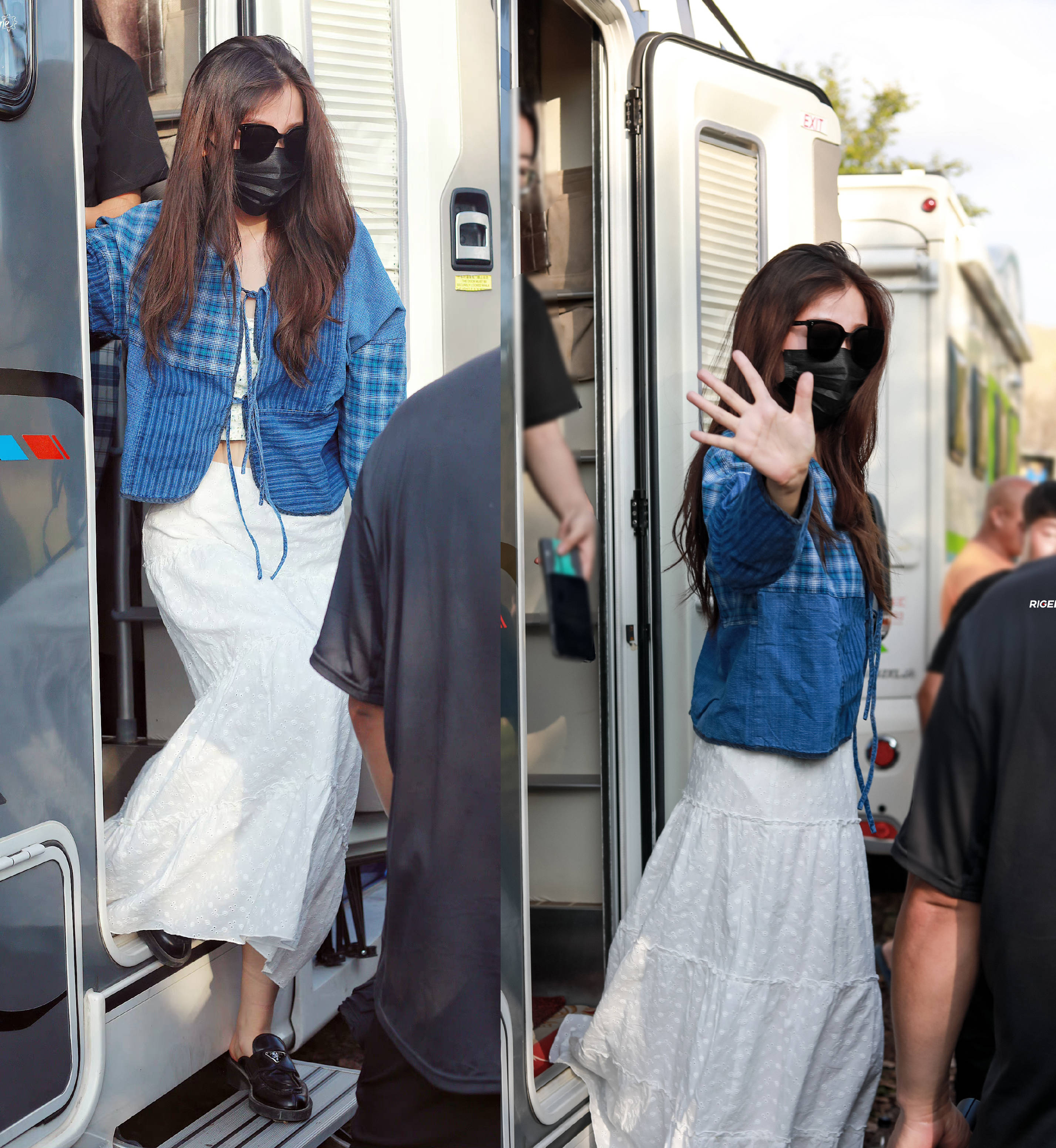 蓝色 长裙+针织开衫，虞书欣为你演绎：秋季浪漫纯美系穿搭范本~