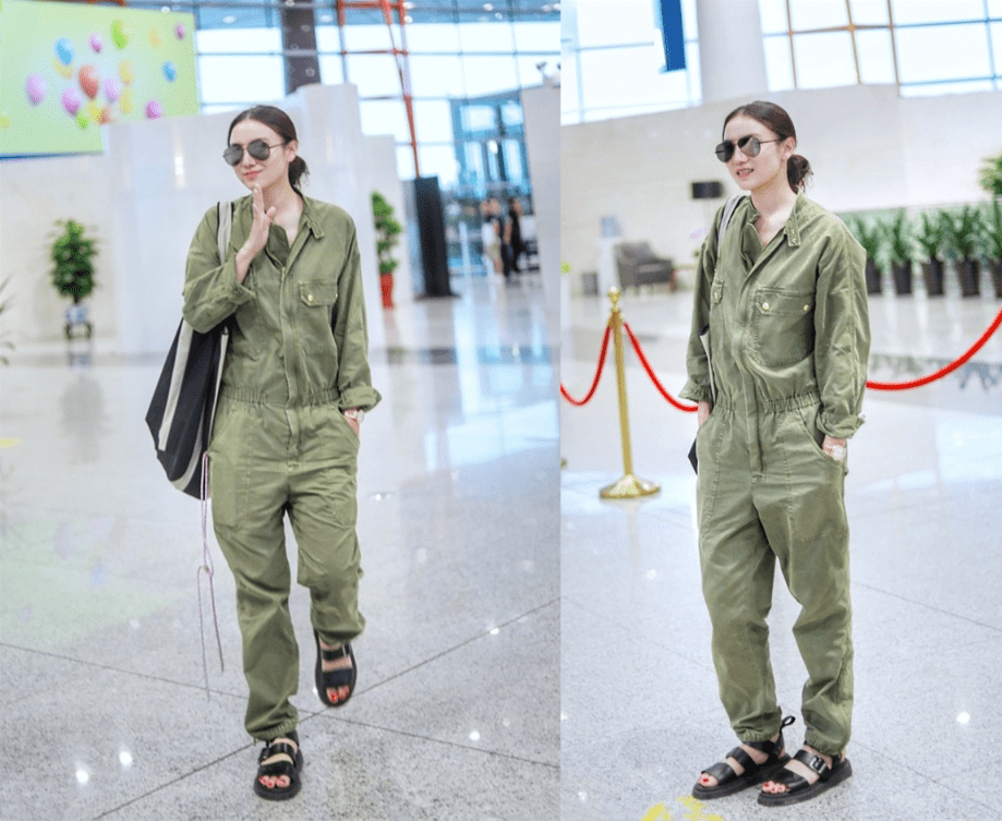 黑色 宋佳的服装造型美得不像话，就是头发太贴头皮了，有点显“头大”