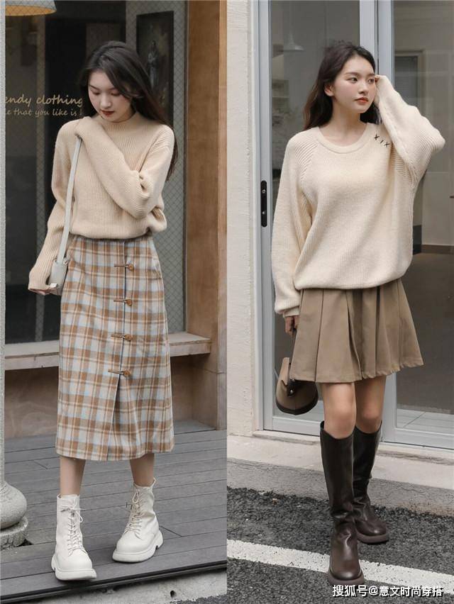 身材 最近火了一种穿法：毛衣+半身裙，照着穿洋气显瘦，温暖整个冬天