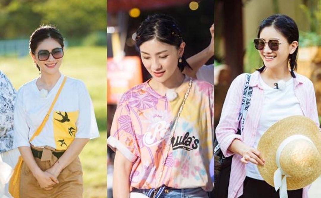 花色 胡可还挺会装嫩，穿花色很重的单品，依旧掩盖不住少女气质