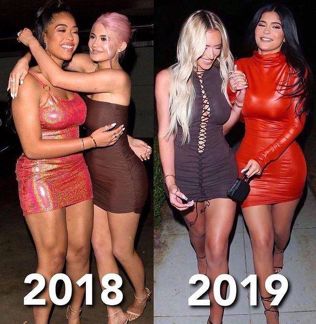 曲线 金小妹凯莉·詹娜穿抹胸礼服，闪耀女神范儿！收腰剪裁很亮眼