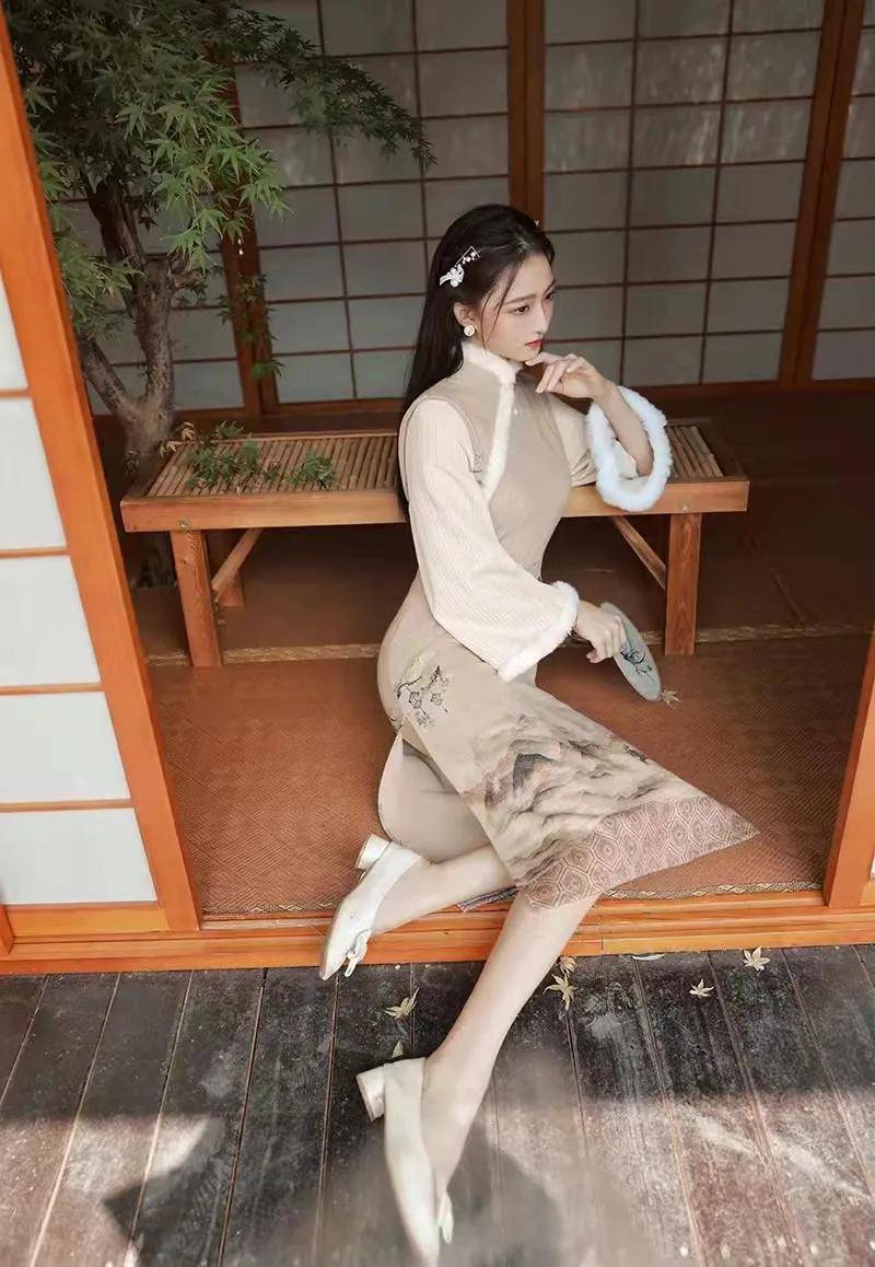 文章 优雅名媛旗袍，秋冬夹棉小提花，显得极为清秀别有一番韵味儿！