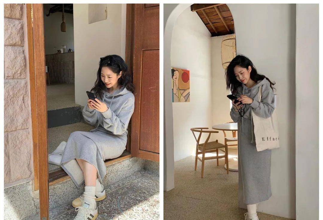 米色 卫衣搭配推荐！配半裙真的太好看！