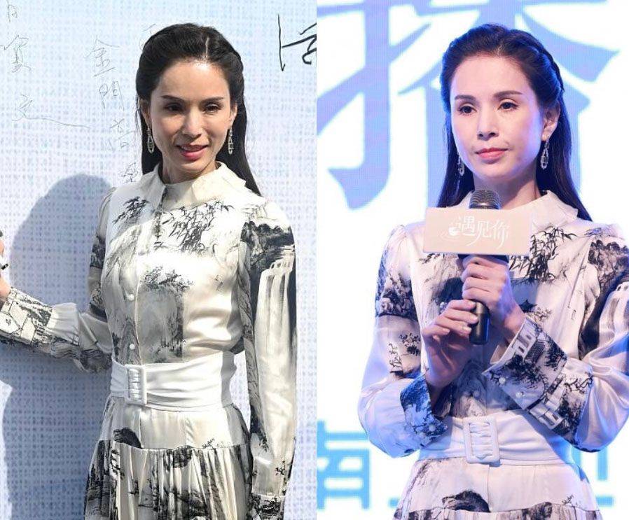 活动 李若彤出席活动被怼脸拍，穿水墨裙身材似少女，生图暴露真实年龄