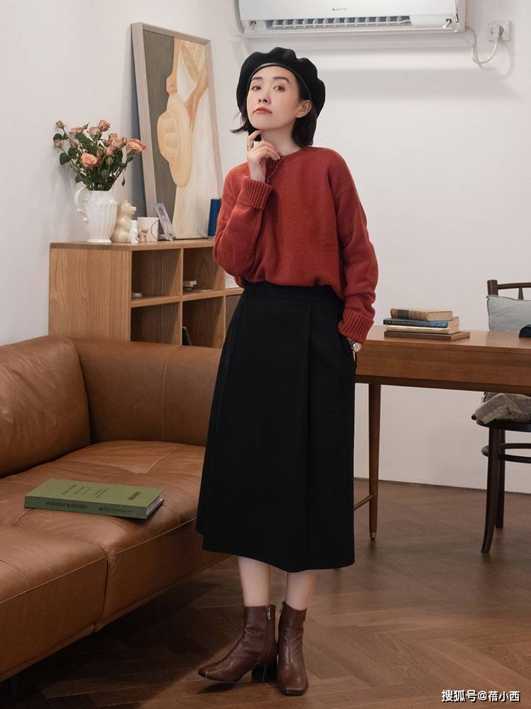 颜色 建议30+女性多穿“毛呢半身裙”，掌握3个搭配要点，时尚又显气质