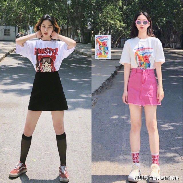 黑色 简简单单的T恤搭出点不一样，元气有活力！展现夏日多变形象