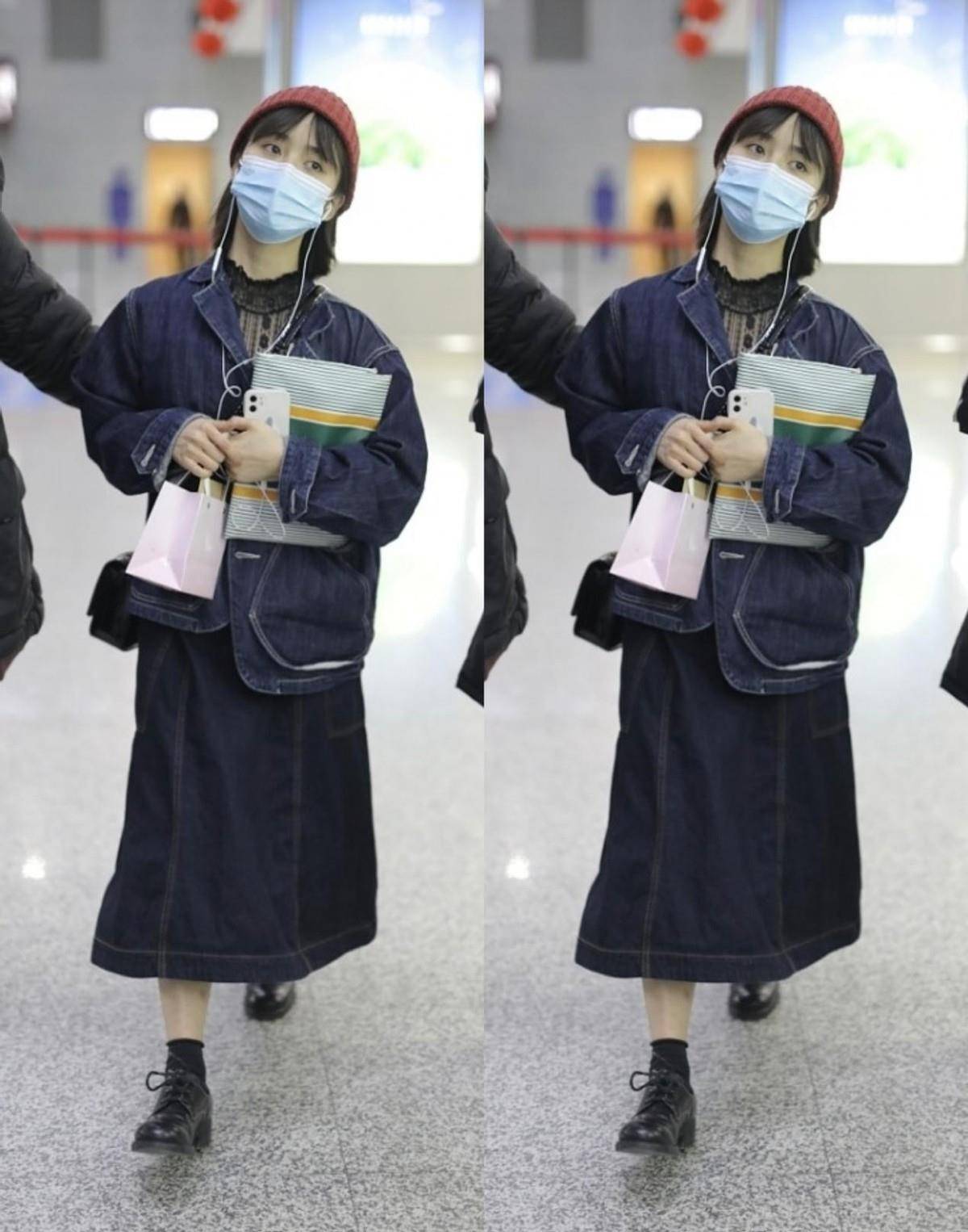 娃娃脸 沈月的娃娃脸戴报童帽真适合，感觉挺显嫩的，穿一身黑也不普通