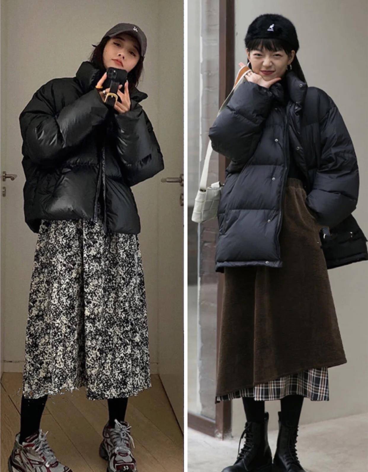 姐妹 人手一件的黑色羽绒服怎么穿才好看？