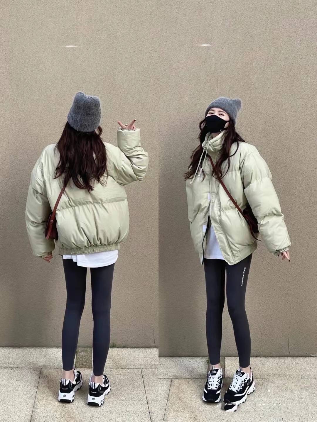 显高 穿羽绒服别总配短靴了，“羽绒服＋老爹鞋”俏皮又显高，真挺好看