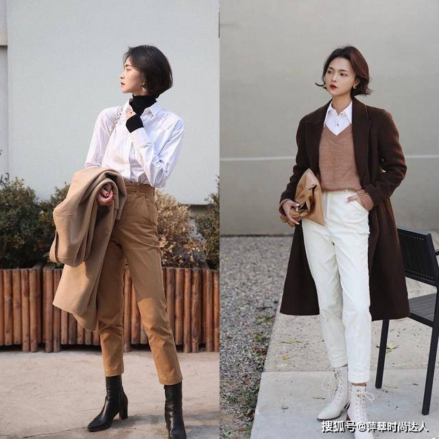 圆头 九分裤短靴，利落显瘦又显高，秋冬这么穿很有气质