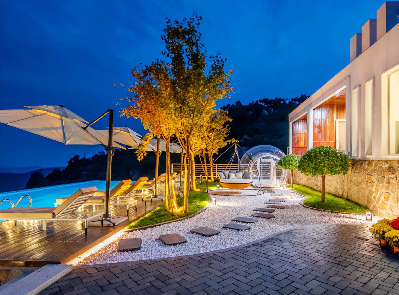 天津蓟县盘山盘溪格调精品高端民宿无边泳池堪比小马尔代夫