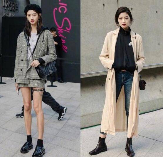 黑色 长款的风衣，配一双黑色短靴，更是显得格外的精致迷人