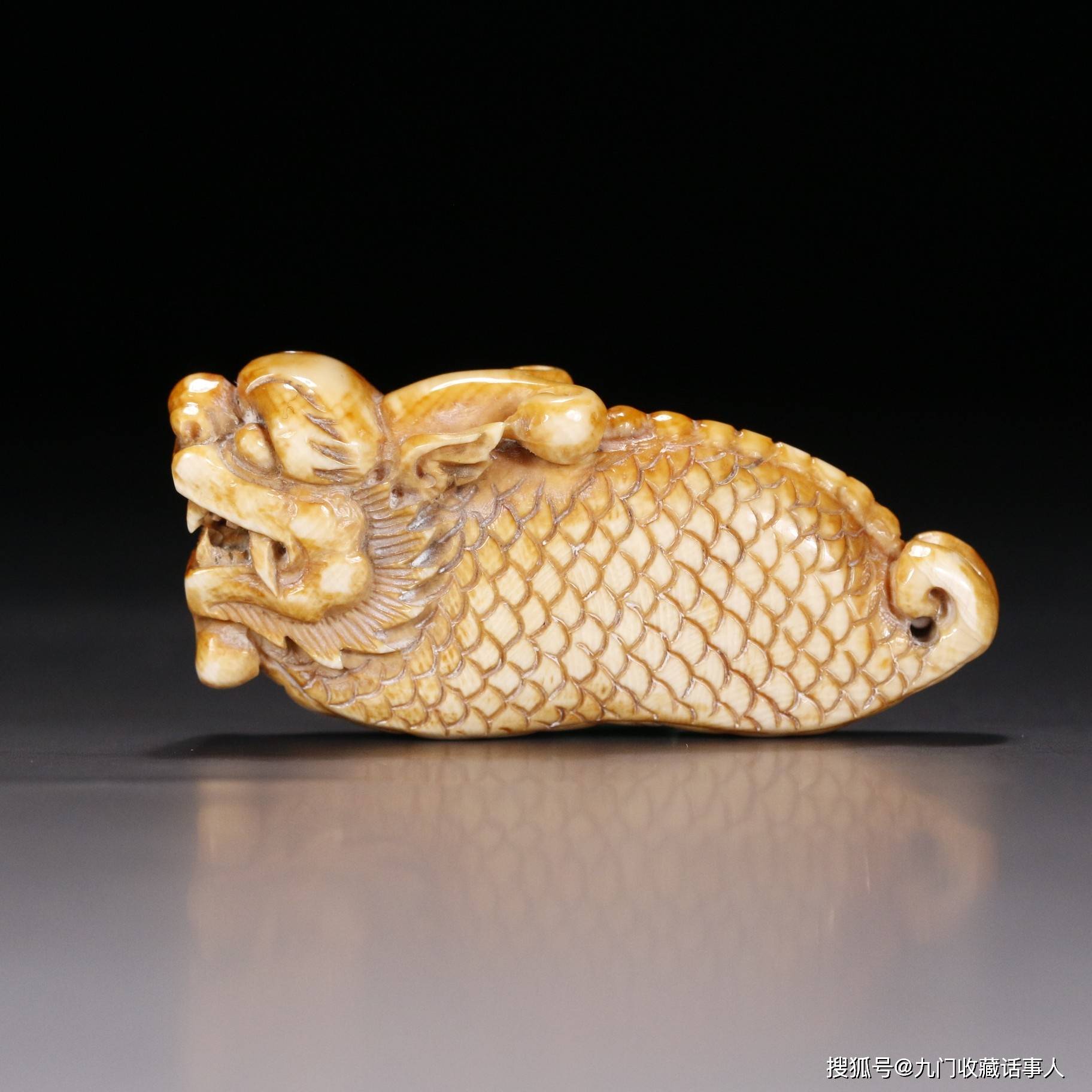 老牙鱼化龙雕件_古喻_龙头_中国