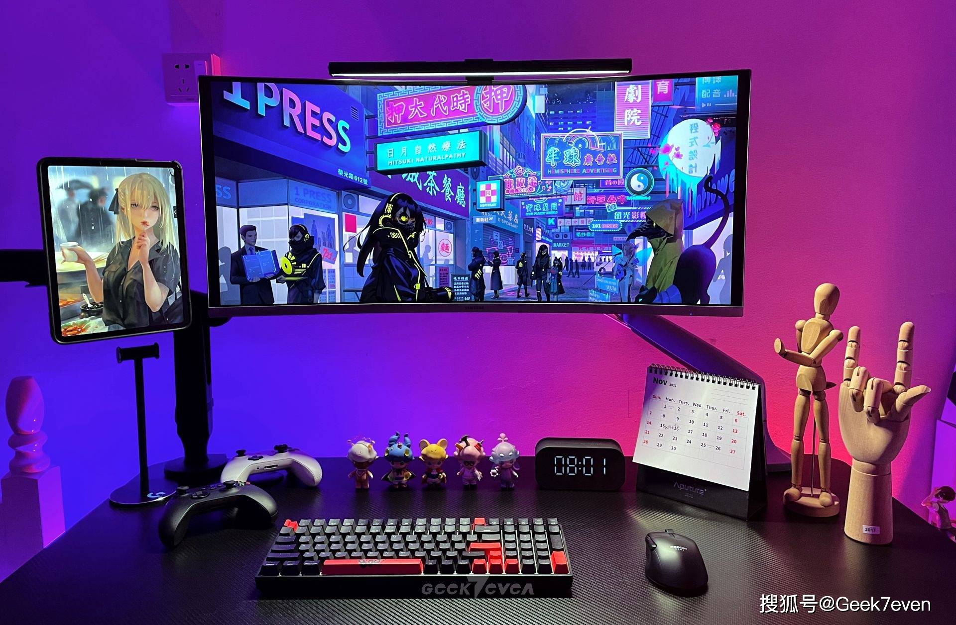 碳纤维桌面怎么拍都好看安德斯特升降电竞桌晒单