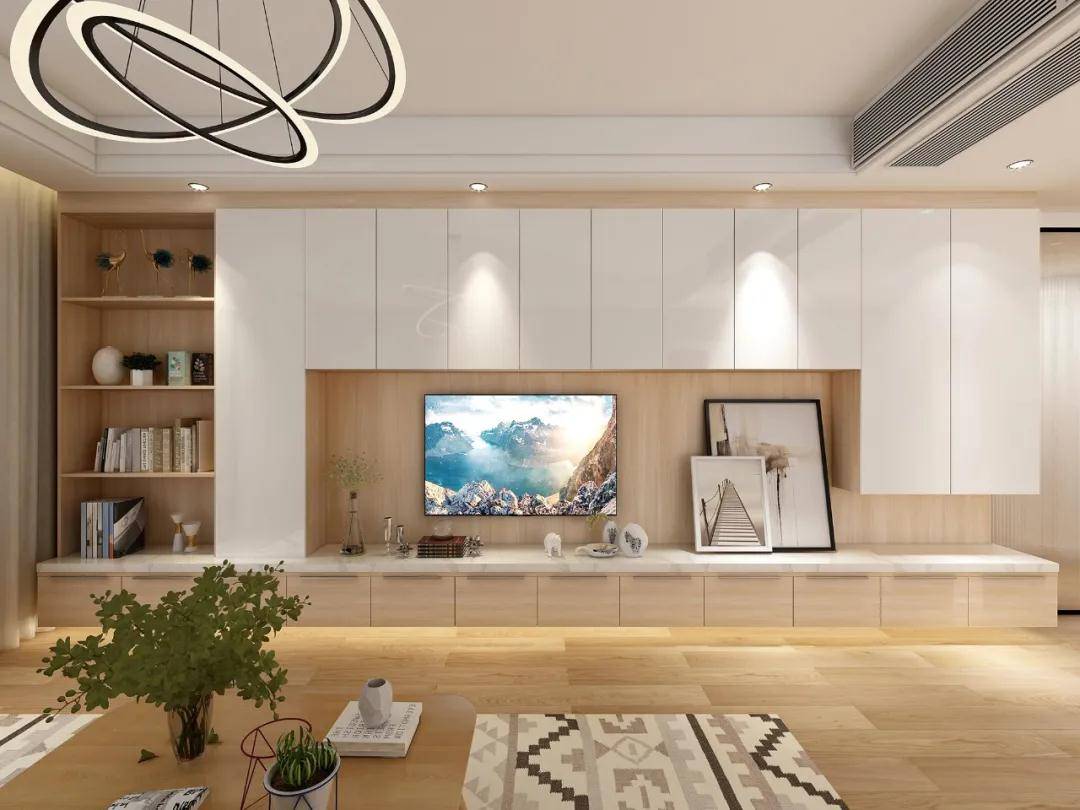 高颜值强功能的电视柜设计生态板十大品牌雪宝告诉你就得这样装