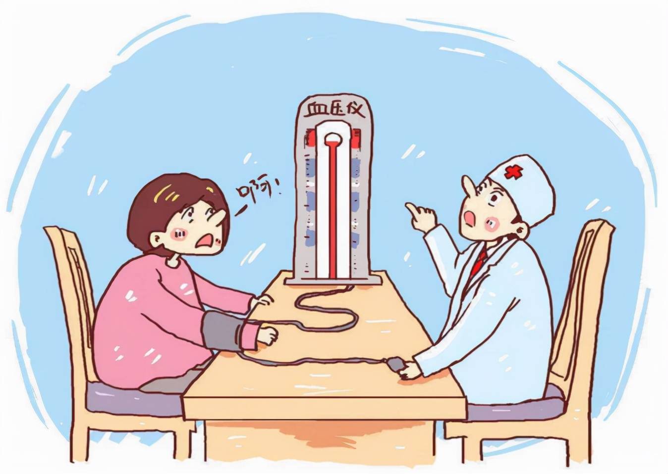 拿出量血压的器械,绑在了戚老太的胳膊上,不量不知道,一量吓一跳.