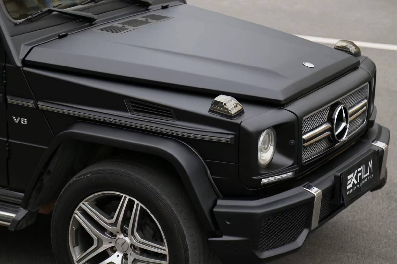 奔驰g500改色膜ekfilm消光暗影黑