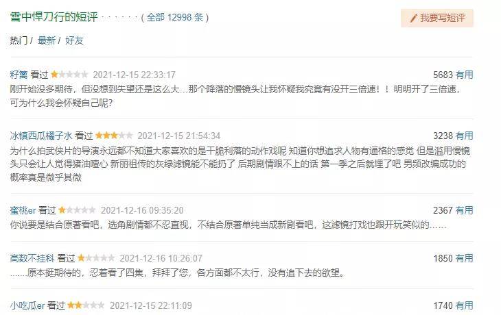 什么|滤镜、打戏、选角通通被诟病，雪中悍刀不行？