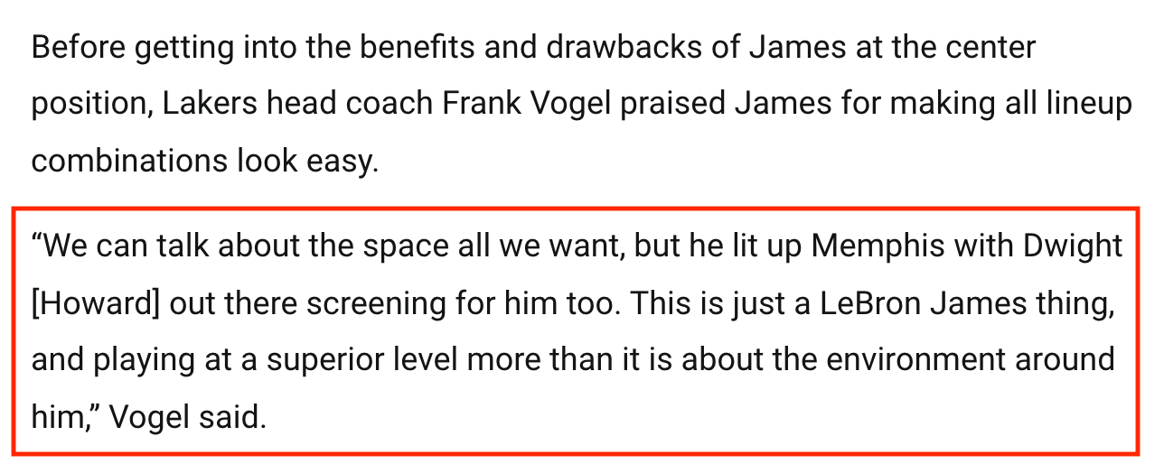 老詹|版本答案！沃帥盛贊老詹中鋒還透露1計(jì)劃，老詹季后賽還能頂??？