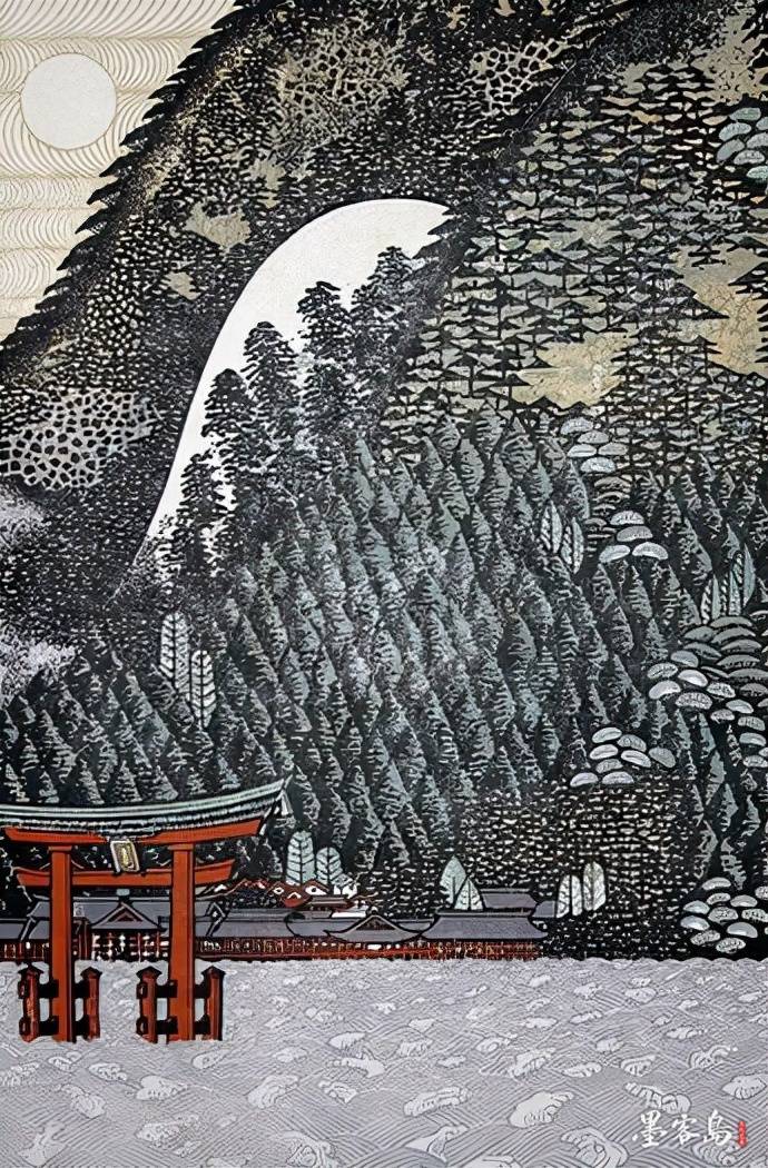 当代的日式情调日本艺术家雷森村创作的木刻版画